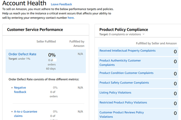 Amazon account health или здоровье Amazon селлер аккаунта