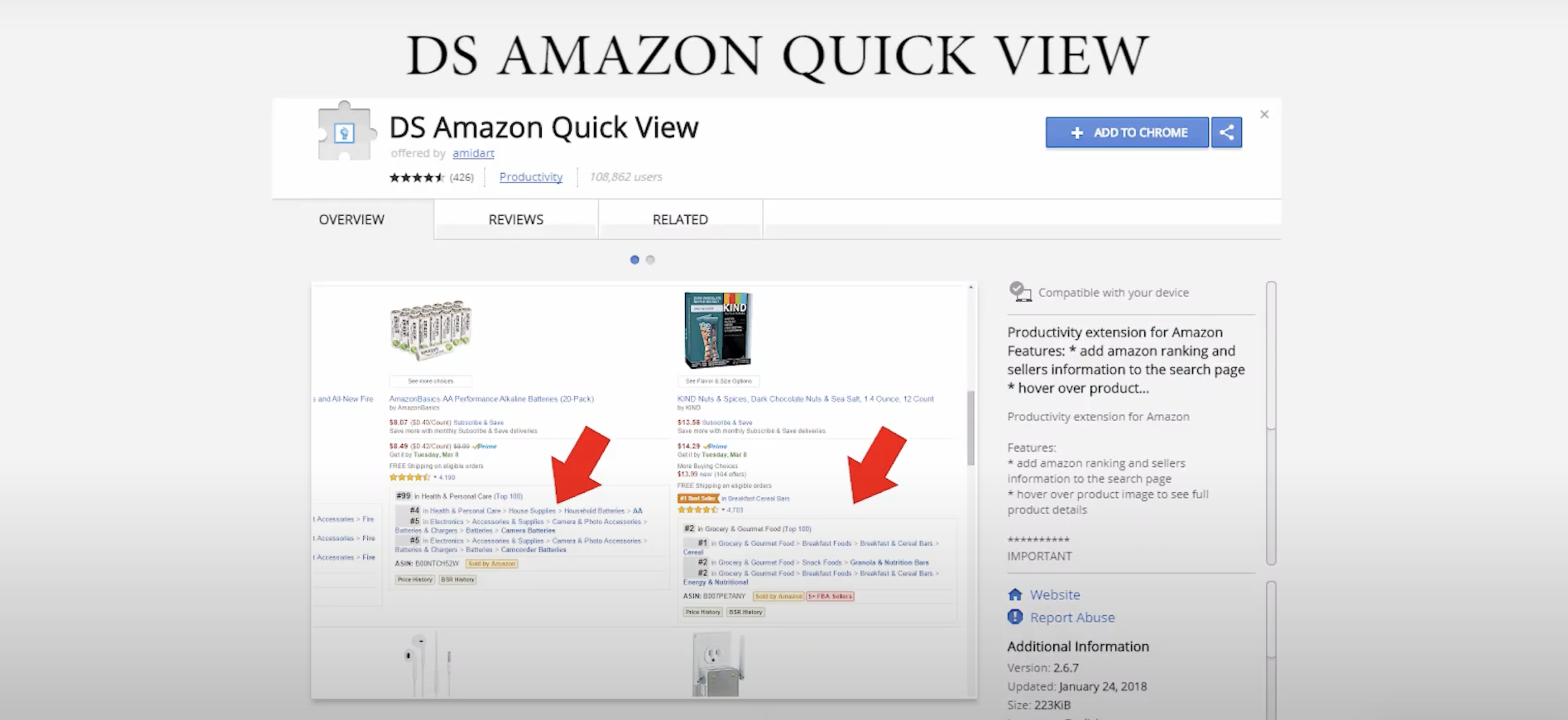 DS Amazon quick view: Extensions and plugins for Amazon in Google Chrome